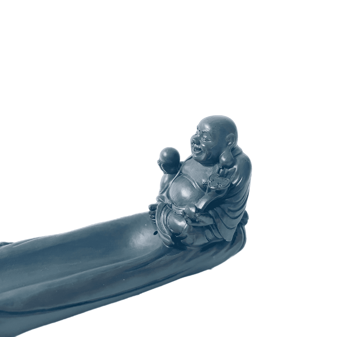 grinende Buddha røgelsespinde holder