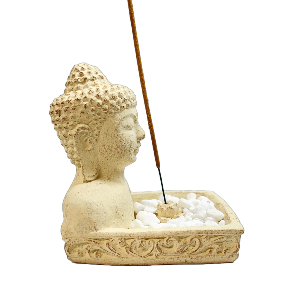 Buddha Feng Shui | Creme | Sten | Røgelsespinde holder