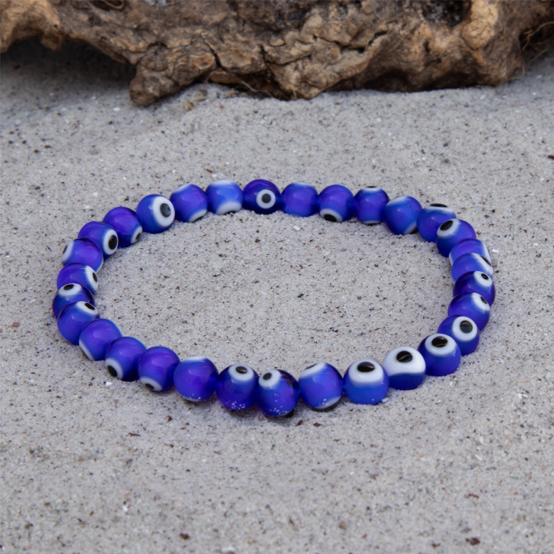 Blåt Tyrkisk Øje | Armbånd | 6mm | 19 cm.