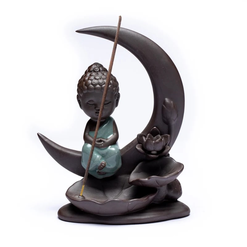 Buddha På Måne Backflow røgelsesholder Keramisk