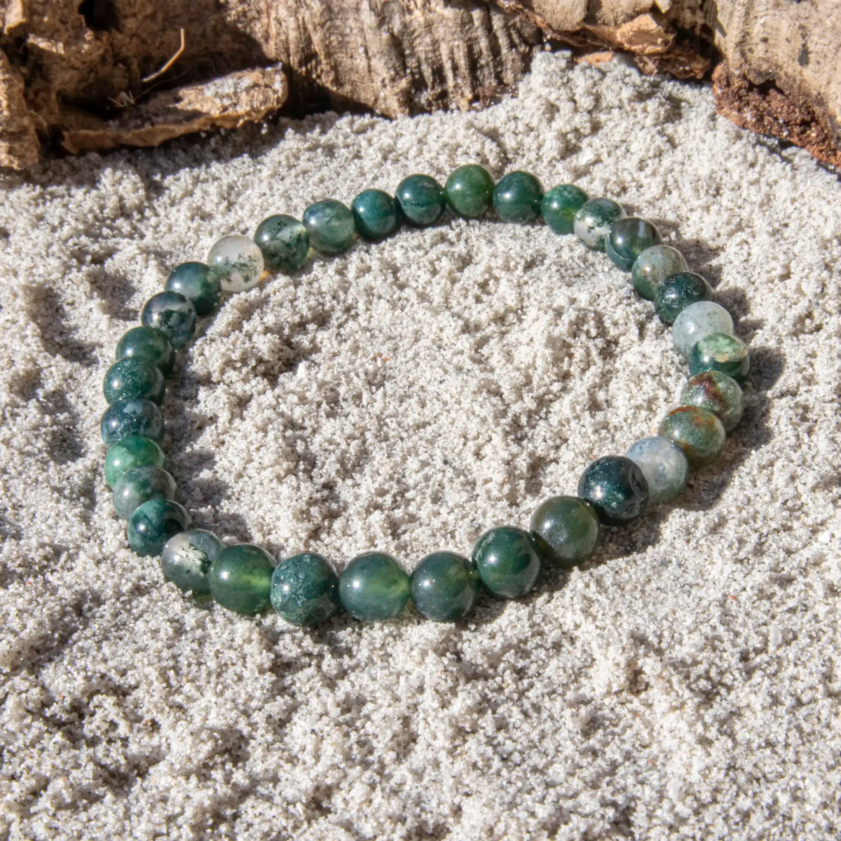 Mos agat armbånd 6 mm