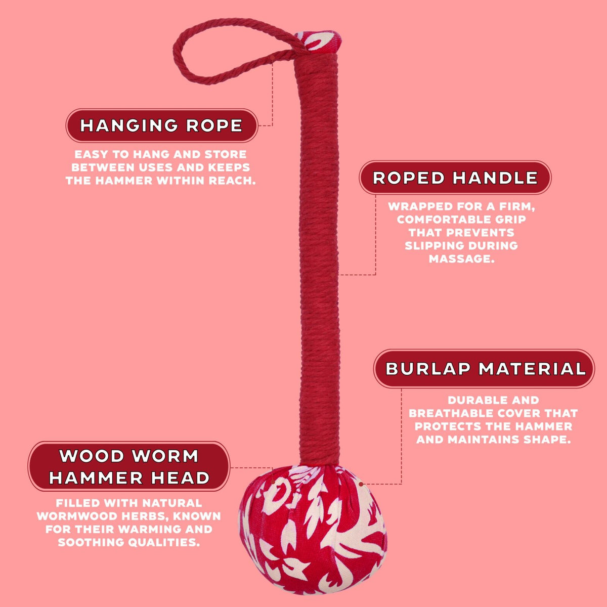 Rød massage hammer info