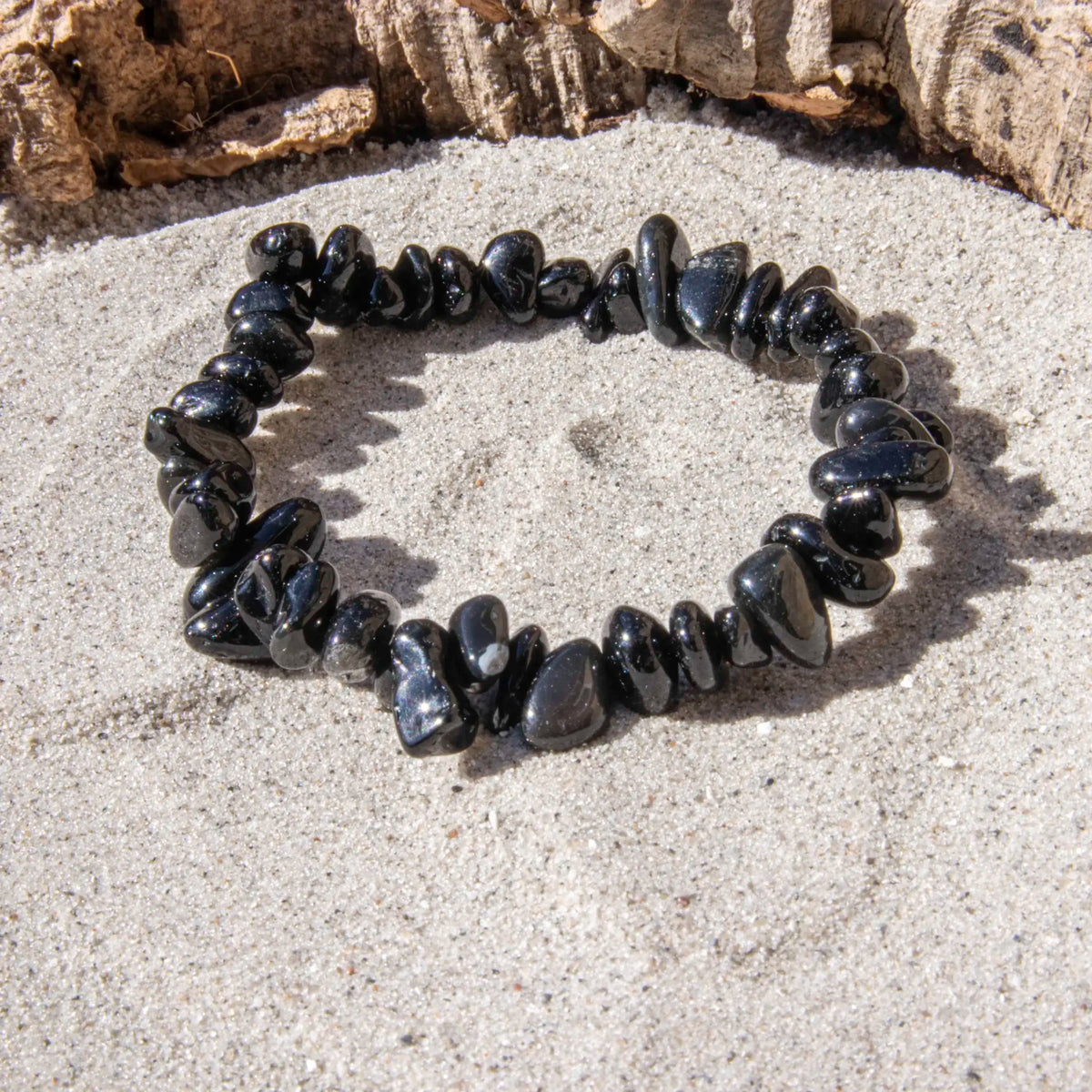 Guld Obsidian Chip armbånd