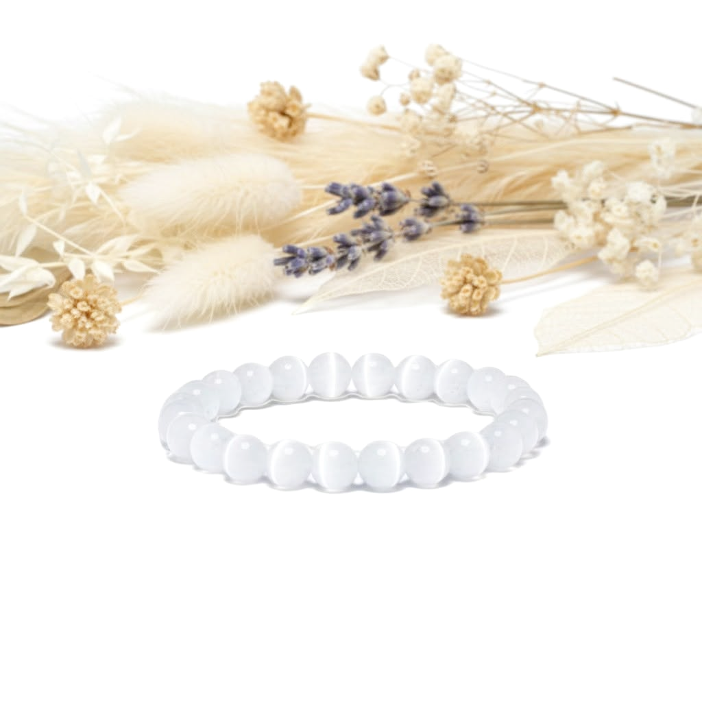 Selenit | Krystal Armbånd | 6 mm. | 19 cm.
