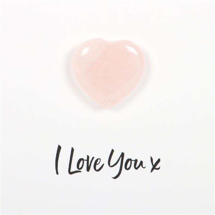 I Love You Rose Quartz Heart | (Kort og Quartz Hjerte)