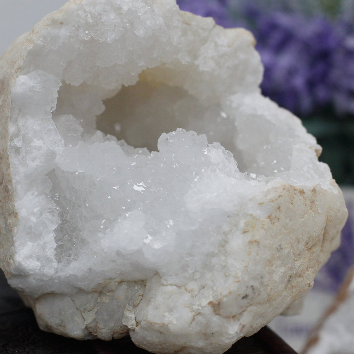 bjergkrystal geode 3-4 cm åbnet