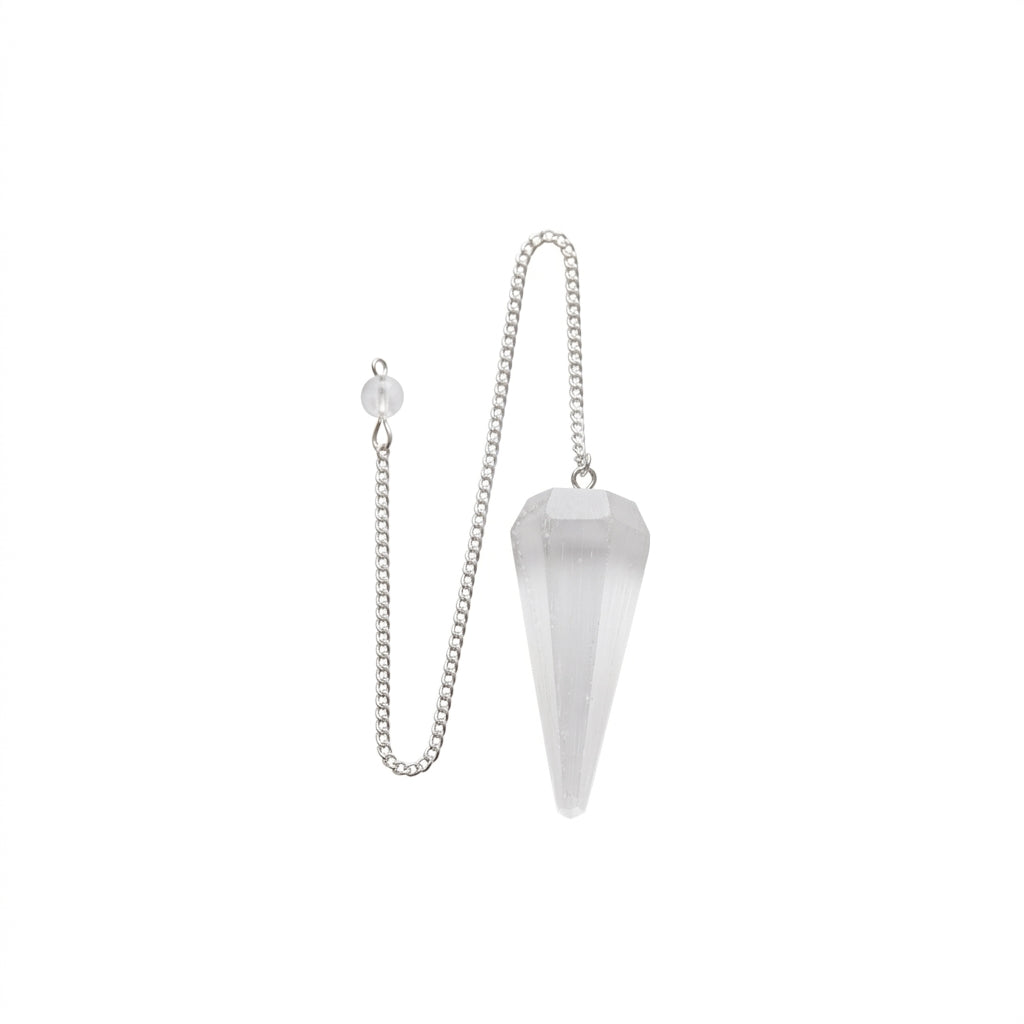 Selenit | Facetslebet Pendul | 4,5 x 1,8 cm.