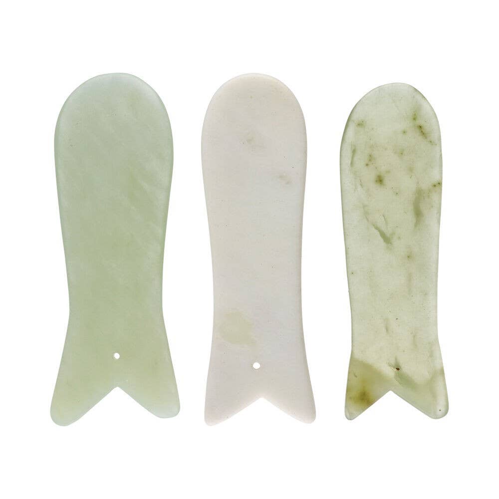 Grøn Jade | Krystal Gua Sha Fisk | 4 x 7 cm