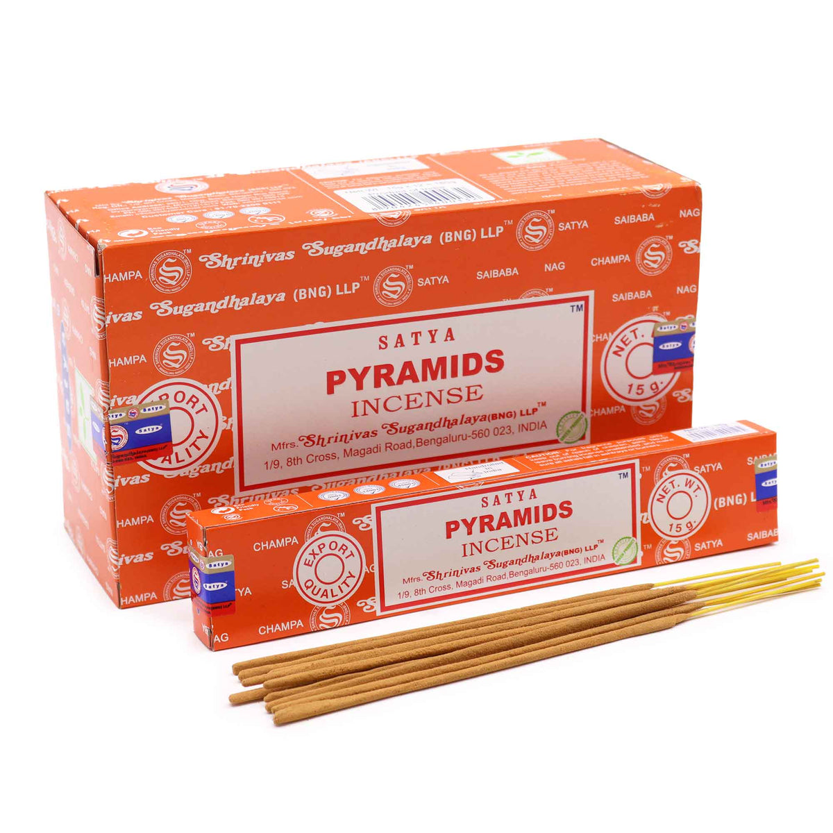 pyramids røgelsespinde satya i orange æske