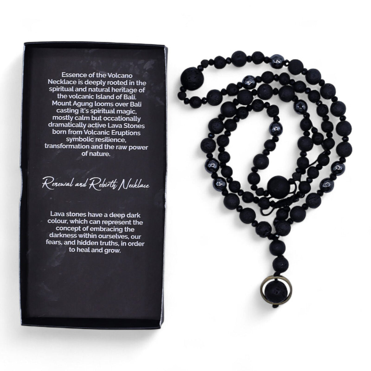 renewal & rebirth lava sten krystal mala kæde