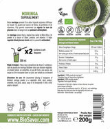 Moringa pulver fra BioSavor, økologisk og 200 gram grønt pulver