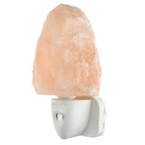 Natlampe i himalayasalt og paulowniatræ, cirka 6 x 13 cm, lyserød sten