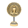Yogafigur af mediterende kvinde med mandala i guld, 24,5 cm høj