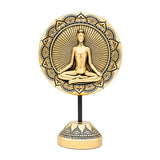 Yogafigur af mediterende kvinde med mandala i guld, 24,5 cm høj