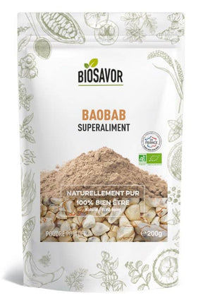 Økologisk baobabpulver, 200 gram med frisk syrlig smag af citrus og pære