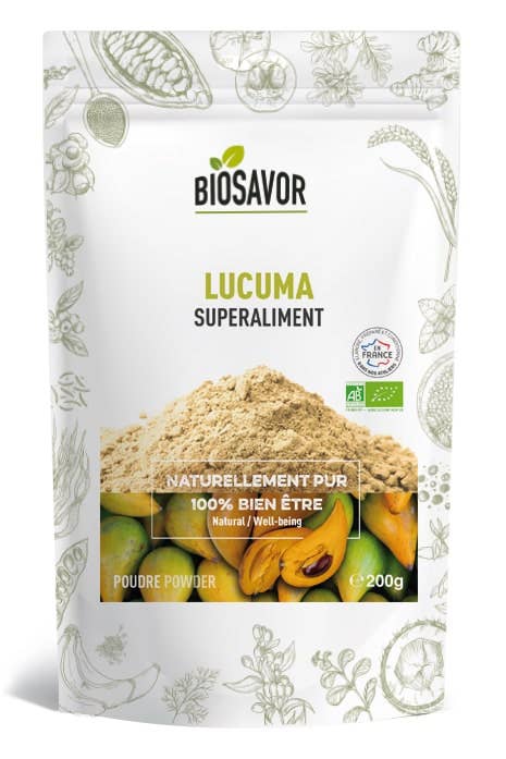 Lucuma Pulver fra BioSavor, økologisk pulver i pakke med 200 gram