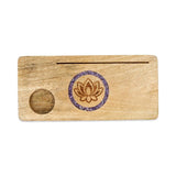 Lotus | Kortholder med Fyrfadsstage | Ametyst | Mangotræ | 21,5 cm