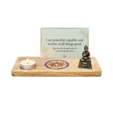Lotus | Kortholder med Fyrfadsstage | Ametyst | Mangotræ | 21,5 cm