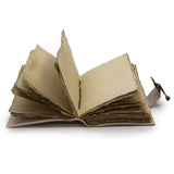 Læder-notesbog med håndlavet papir fra Indien, cirka 18 x 13 x 5 cm