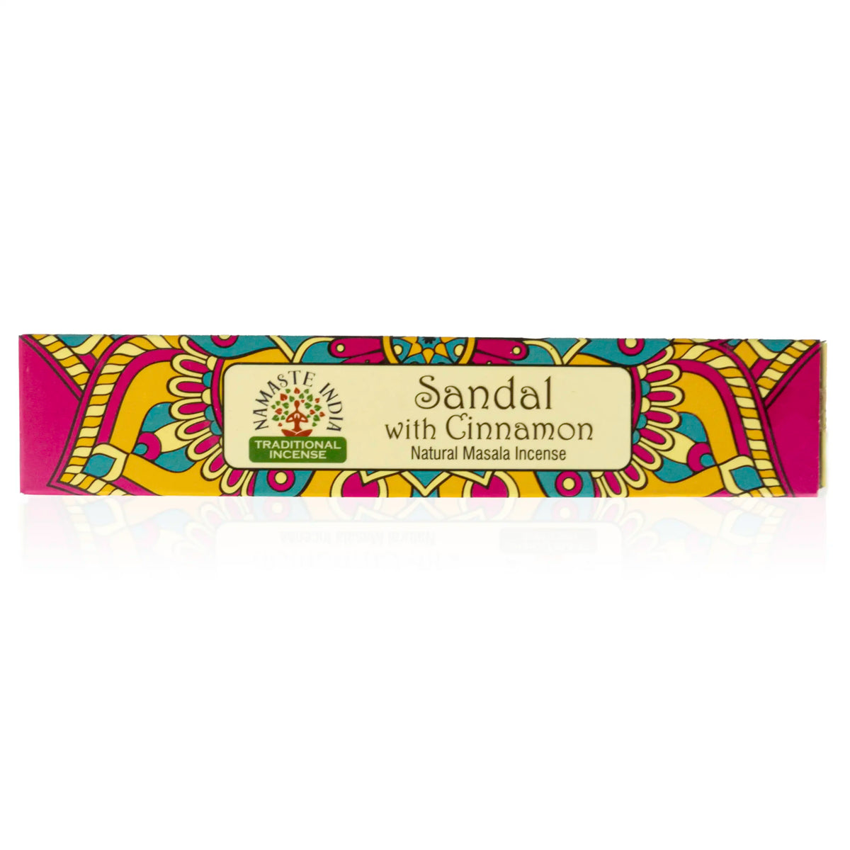 sandeltræ og kanel duftende røgelsespinde fra namaste med mandala print på emballagen