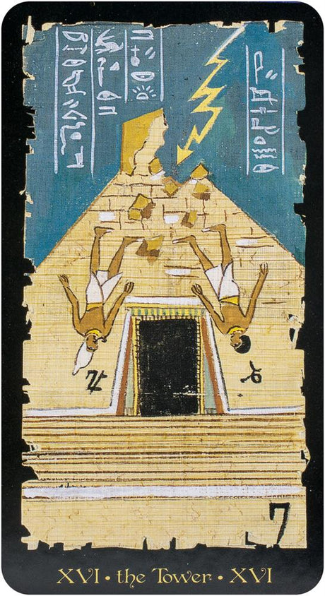 eksempel på kort - egyptere der falder på hovedet ned af pyramide