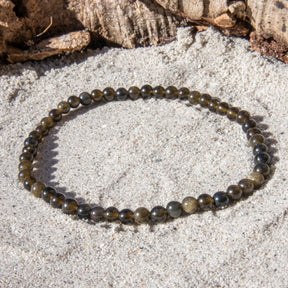 Guld Obsidian armbånd 4 mm