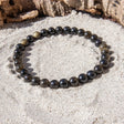 Guld Obsidian armbånd 6 mm