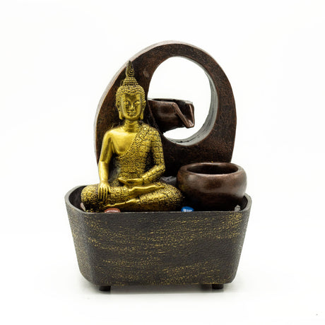 Gylden Buddha Vandfontæne | 21,5 cm