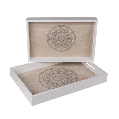 Hvid:naturfarvet træbakke, Mandala,4