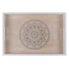 Hvid:naturfarvet træbakke, Mandala,4