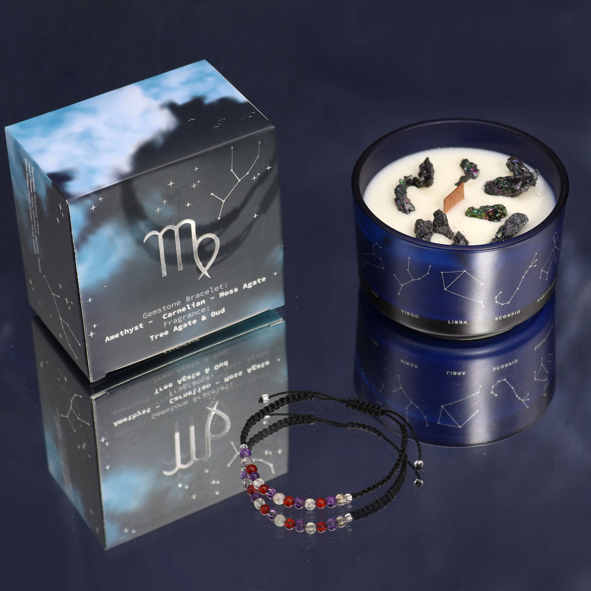 Jomfruen | Virgo | Stjernetegn Krystal Duftlys | Krystal Armbånd