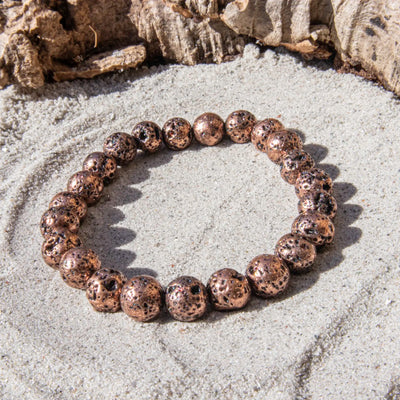 Kobberfarvet Lava armbånd 8 mm