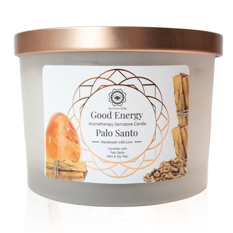 Good Energy | Palo Santo | Karneol | Øko Aromaterapi Krystal Duft Lys