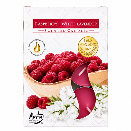 Raspberry & White Lavender | Duft Fyrfadslys | Hindbær & Hvid Lavendel | 6 stk.