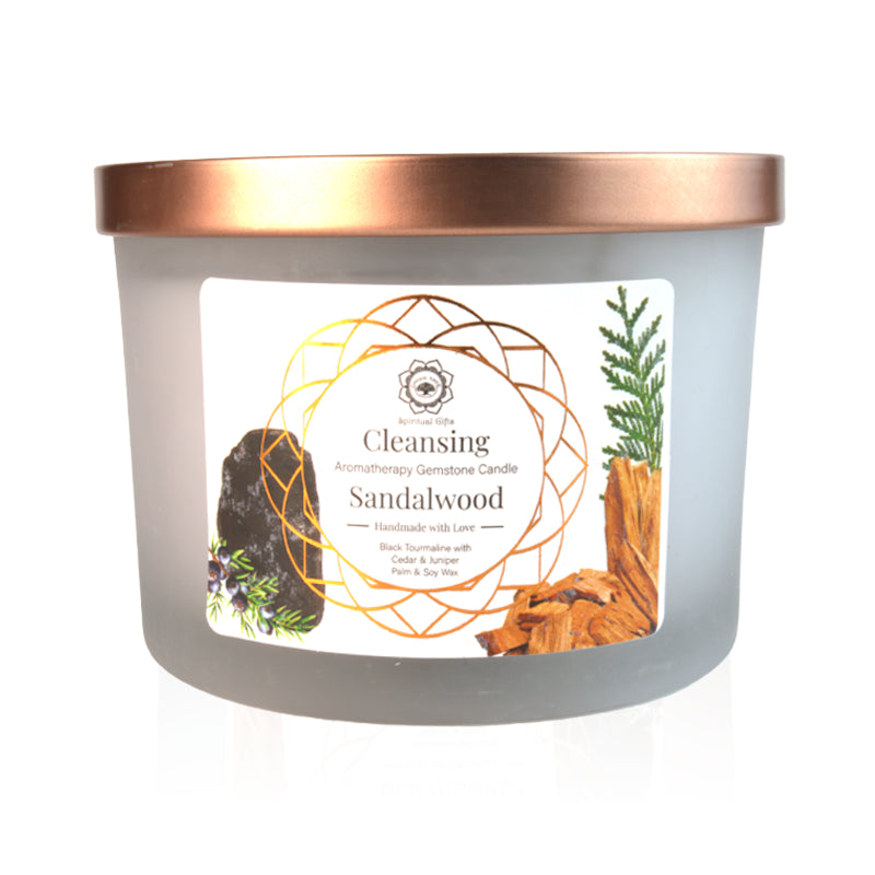 Cleansing | Sandalwood | Turmalin | Øko Aromaterapi Krystal Duft Lys