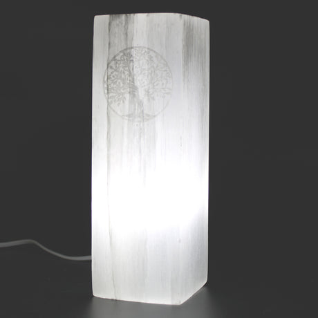 Selenit lampe - Livets træ 2 - 25 cm