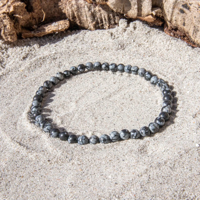 Snefnug Obsidian armbånd 4 mm
