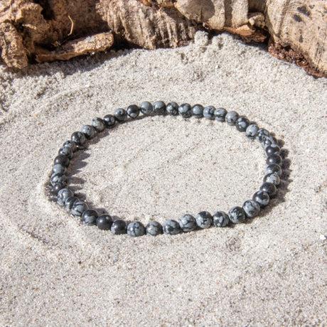 Snefnug Obsidian armbånd 4 mm