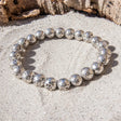 Sølvfarvet lava armbånd 8 mm