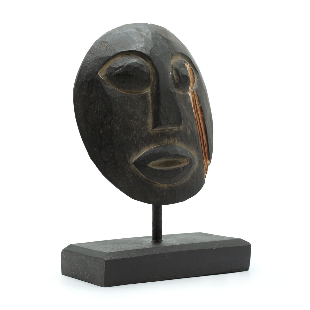 Timor Tribal Dekorativ Maske Statue | Sort | 27 x 20 x 9 cm