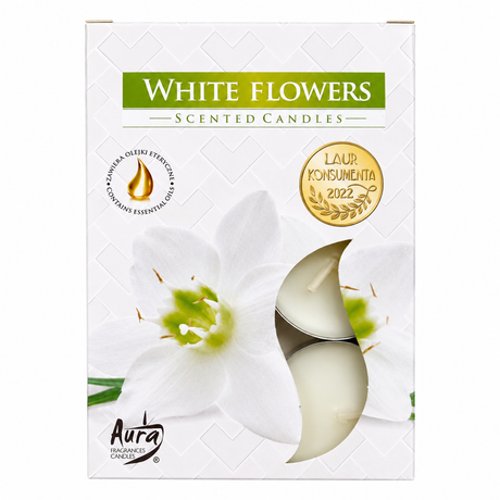 White Flowers | Duft Fyrfadslys | Hvide Blomster | 6 stk.