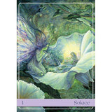 angelic vibrations oracle orakelkort eksempel med engel siddende i blomst