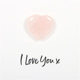 I Love You Rose Quartz Heart | (Kort og Quartz Hjerte)
