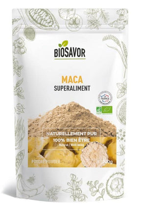 Maca Pulver fra BioSavor, økologisk pulver i pakke med 200 gram