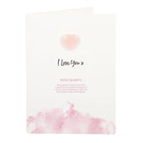 I Love You Rose Quartz Heart | Kort | Rosakvarts Hjerte | 16 x 11,5 cm.