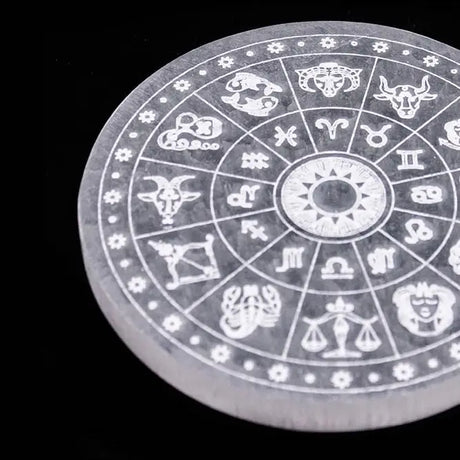 Zodiac Selenit Plade | ca. 14 cm. | Energi Rens