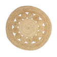 Rundt tæppe i jute og bomuld med cirkelmønster, Ø 90 cm og ca. 1,4 kg