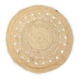 Stort rundt tæppe i jute og bomuld med cirkelmønster, Ø 120 cm, ca. 2,1 kg