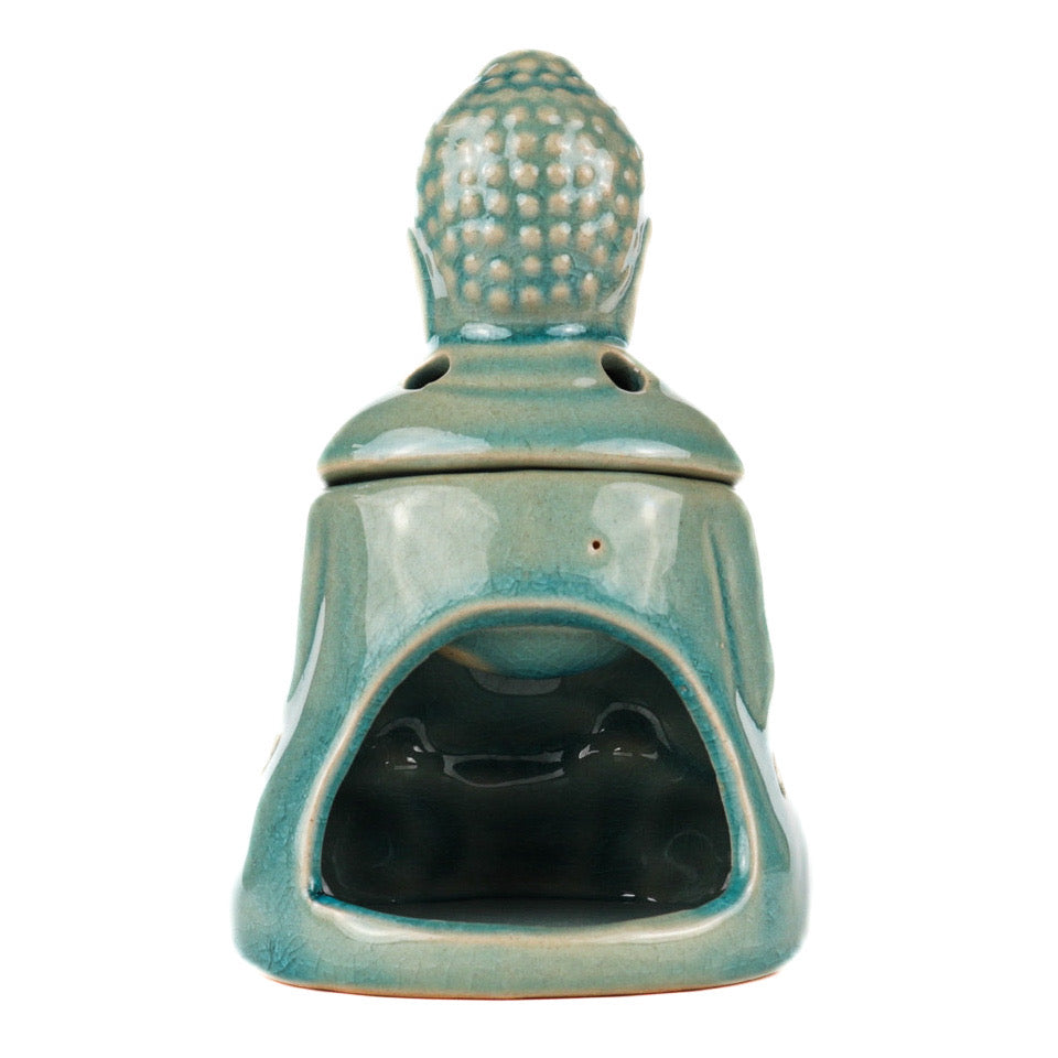 Siddende Buddha | Grøn | Oliebrænder Til Æterisk Olie | Aromaterapi