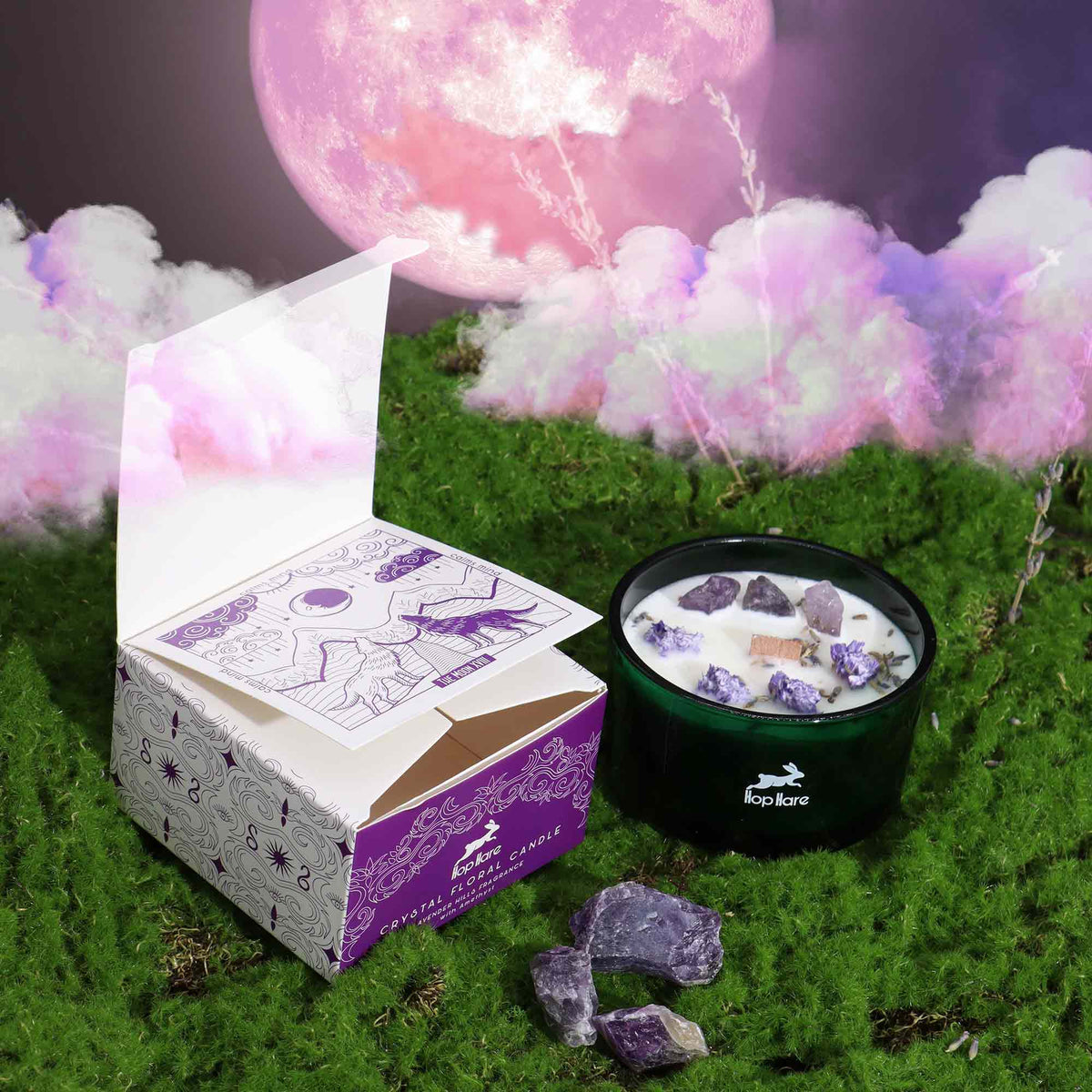 Lavendel & Ametyst | Krystal Duftlys | Hop Hare